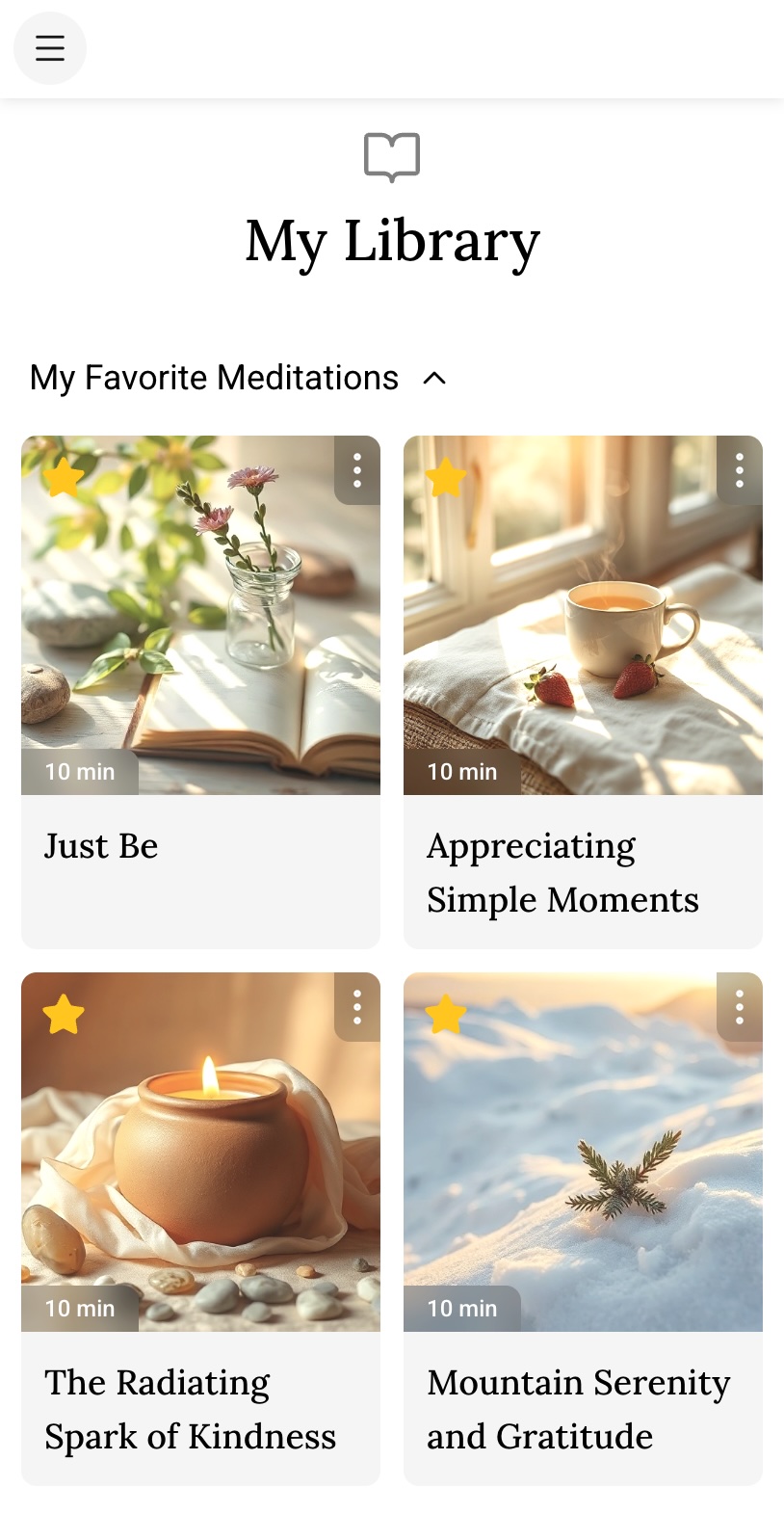 The Open Meadow library, with sample meditations